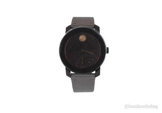 Movado (3600455) Men's Bold Dark Brown Case Red Dial Light Grey Leather Strap Watch - Velora Luxury Fashion
