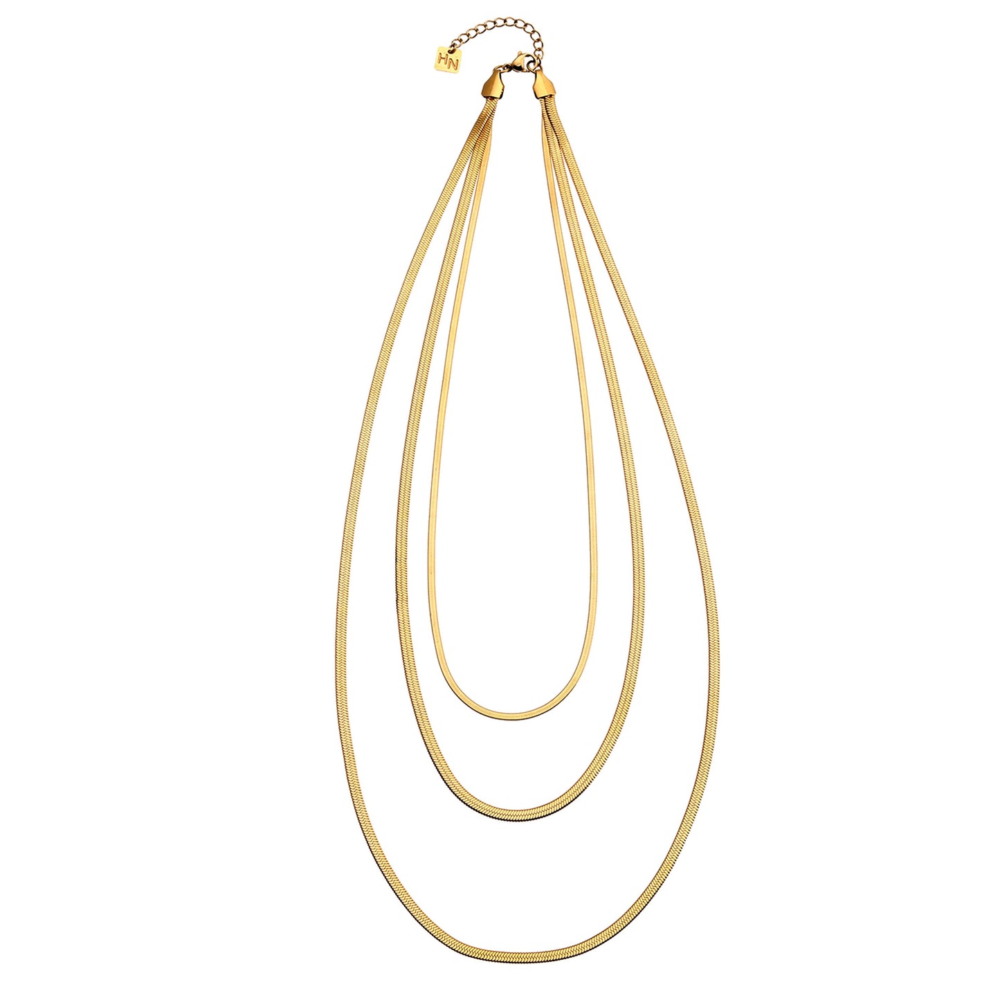 NALA: Snake-Skin Textured Triple Layered Gold Necklace - Velora Luxury Fashion