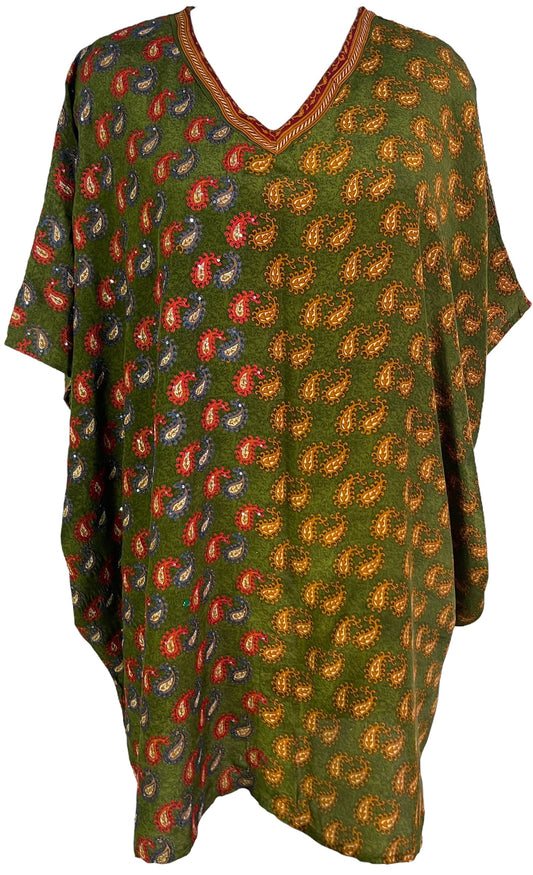 PRC6119 Avatar Pure Silk Short Kaftan Tunic without Slits - Velora