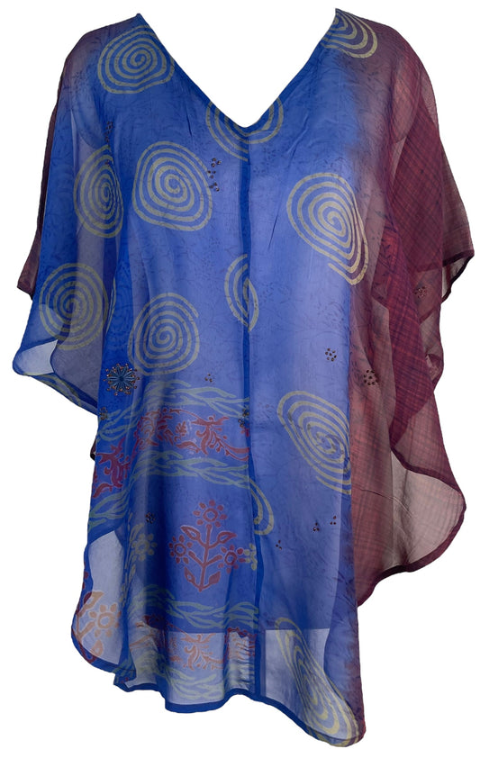 PRG6507 Sheer Avatar Pure Silk Waterfall Top - Velora
