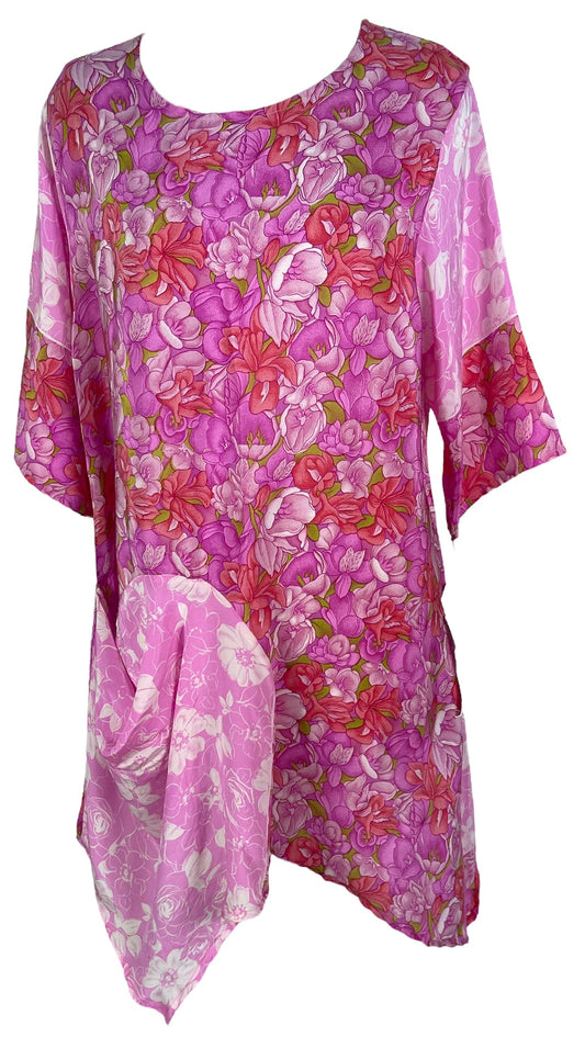 PRC6547 Avatar Pure Silk Self Pocket Tunic Dress - Velora