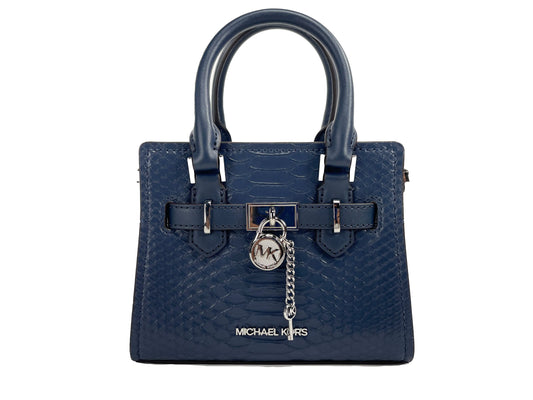Navy Snake Leather Mini Satchel by Michael Kors - Velora Luxury Fashion