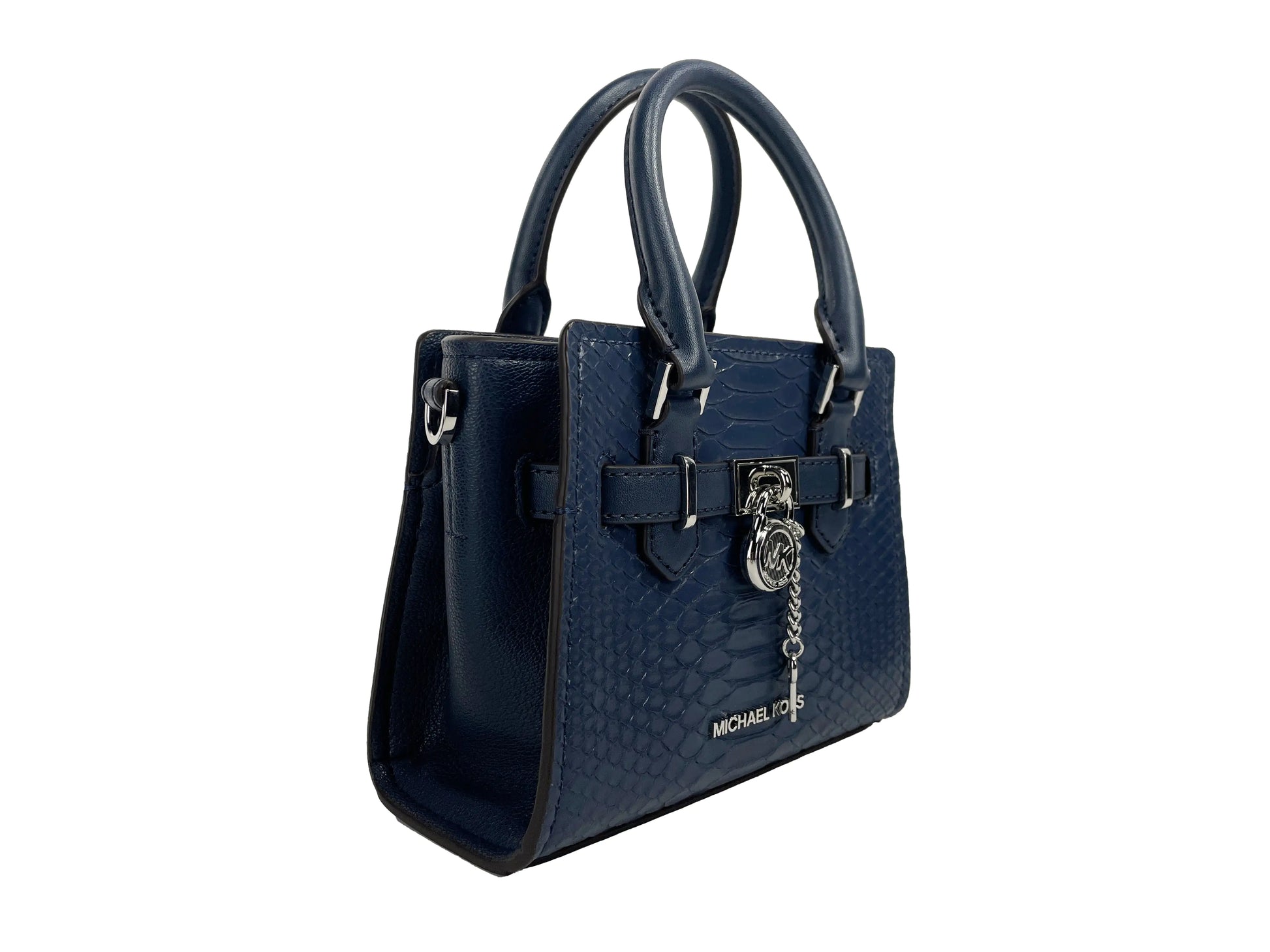 Navy Snake Leather Mini Satchel by Michael Kors - Velora Luxury Fashion