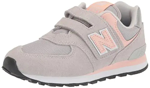 New Balance Girls 574 Core Hook and Loop Sneaker Rain Cloud/Pink Haze 12 Wide Little Kid - Velora Luxury Fashion