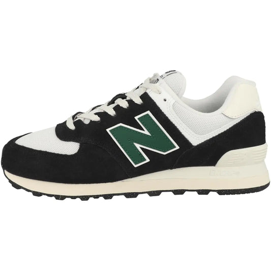 New Balance Unisex 574 V2 Varsity Suede Sneaker Black/White/Marsh Green 4.5 US Men - Velora Luxury Fashion