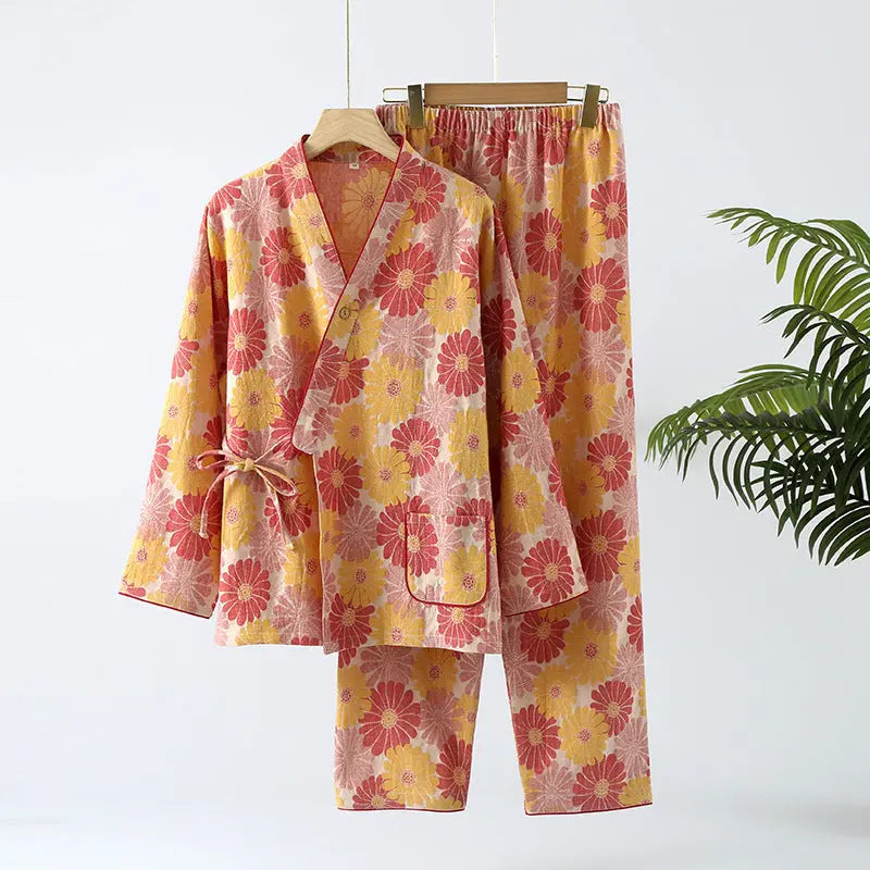 New Chinese Style Spring And Autumn Double Pure Cotton Gauze Pajamas For Women EX-STOCK Canada