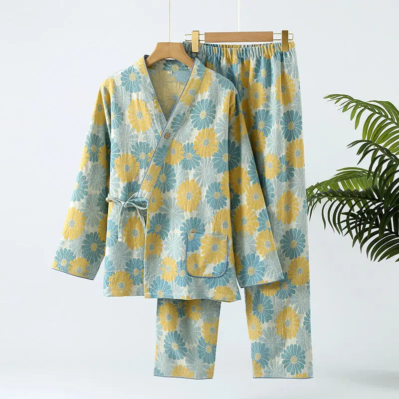 New Chinese Style Spring And Autumn Double Pure Cotton Gauze Pajamas For Women EX-STOCK Canada