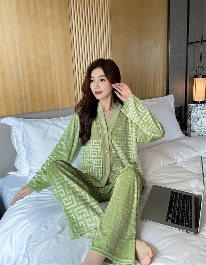 New Gold Velvet Pajamas Women's Suit EX-STOCK Canada