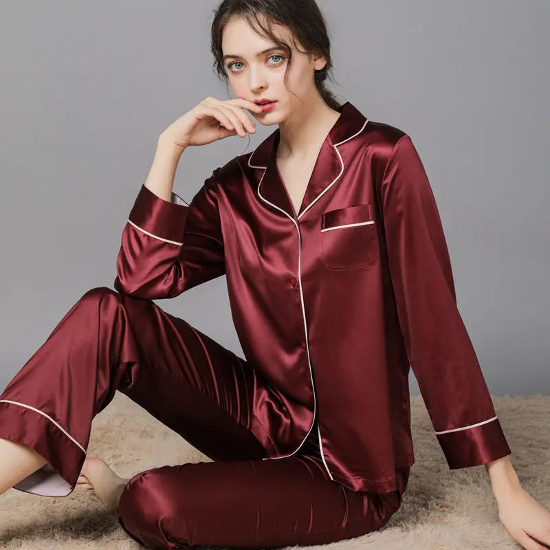 New Spring And Autumn Silk Couple Pajamas For Women EX-STOCK Canada