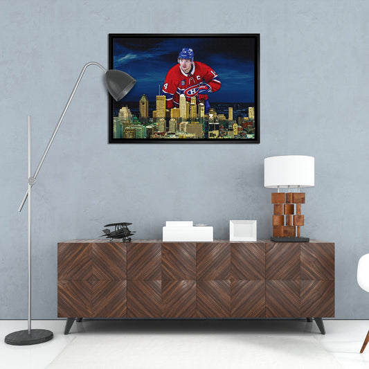 Nick Suzuki 20x29 Framed Canvas Canadiens Skyline - Velora Luxury Fashion