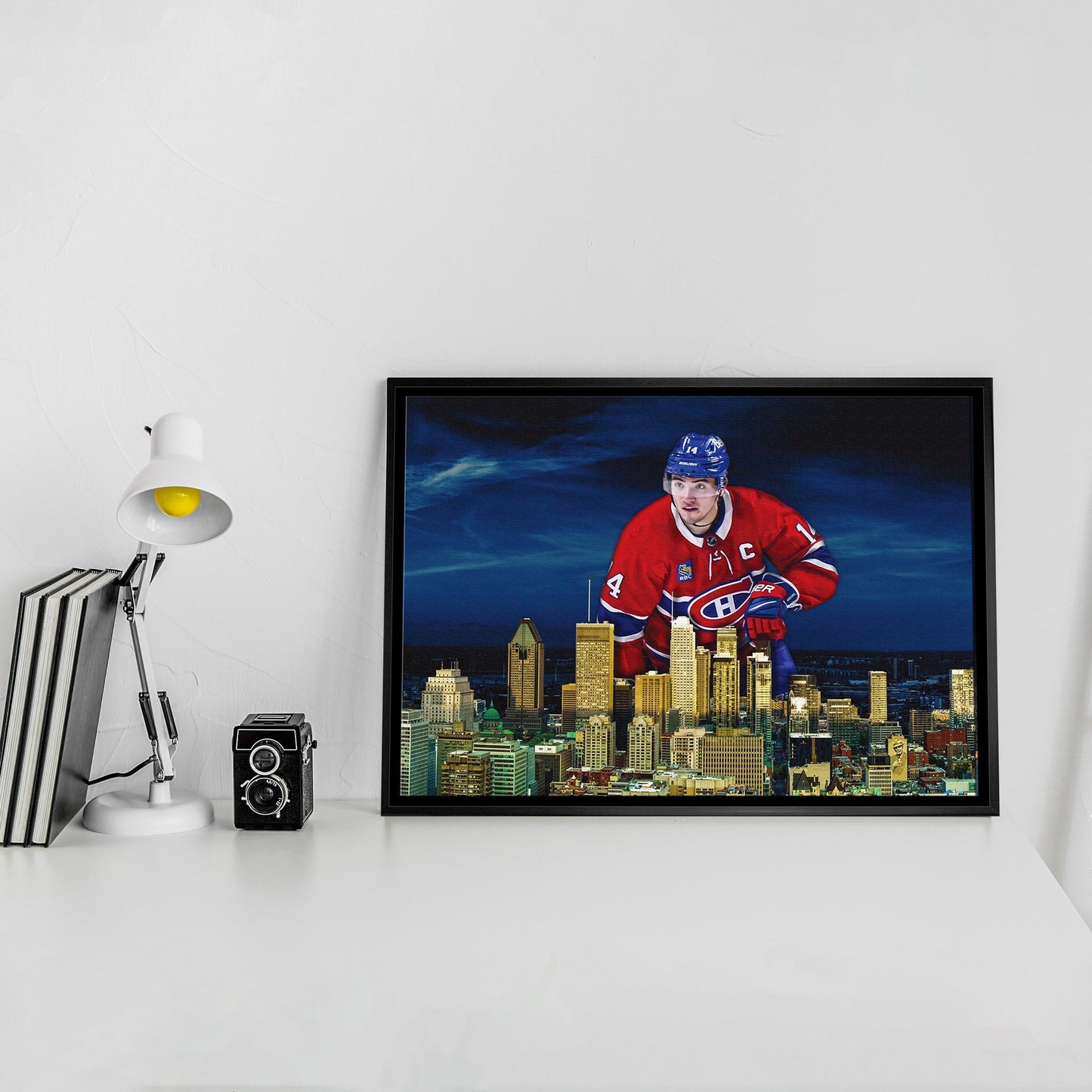 Nick Suzuki 20x29 Framed Canvas Canadiens Skyline - Velora Luxury Fashion