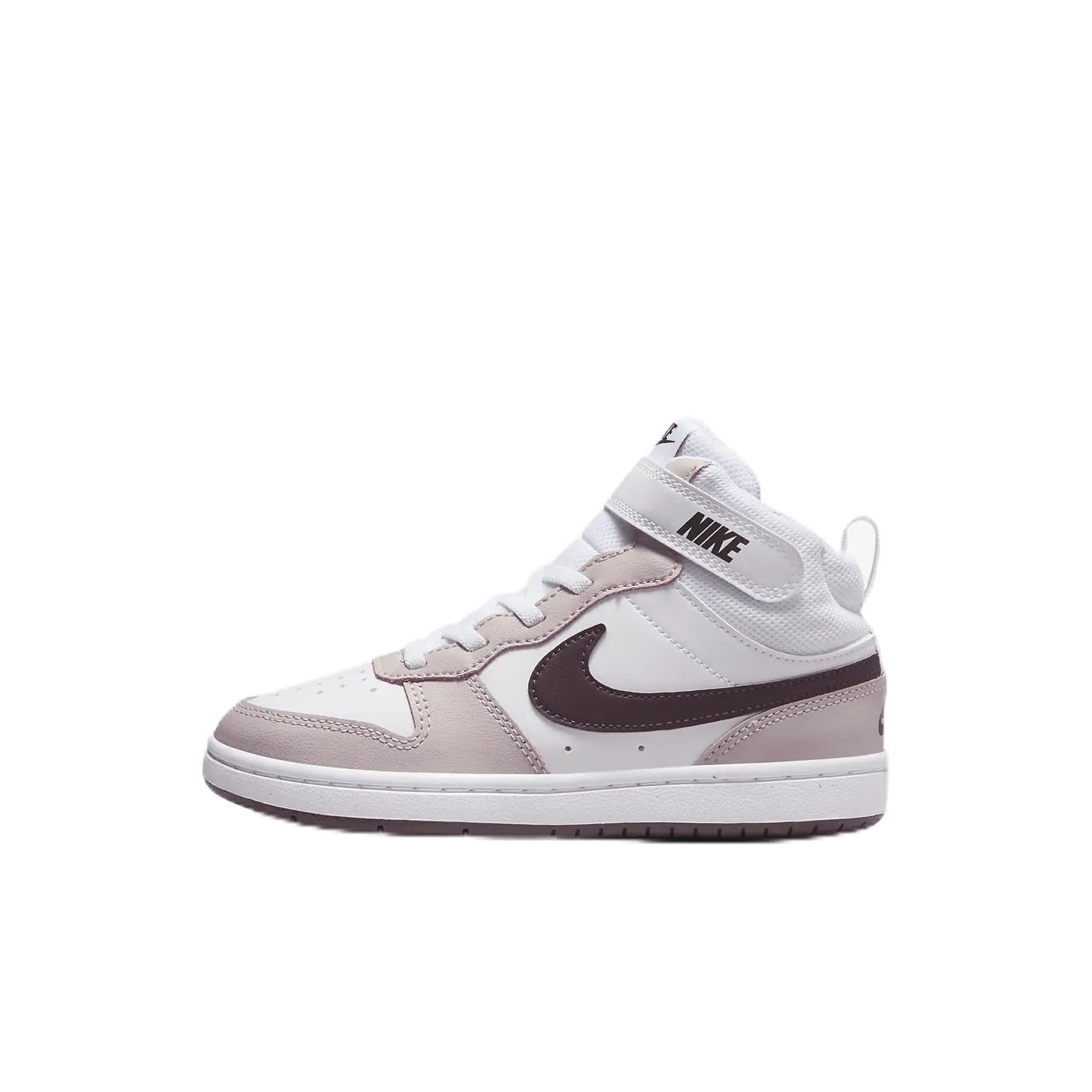 Nike Court Borough Mid 2 Little Kids Shoes (CD7783-118 White/Platinum Violet/Burgundy Crush) Size 1 - Velora Luxury Fashion