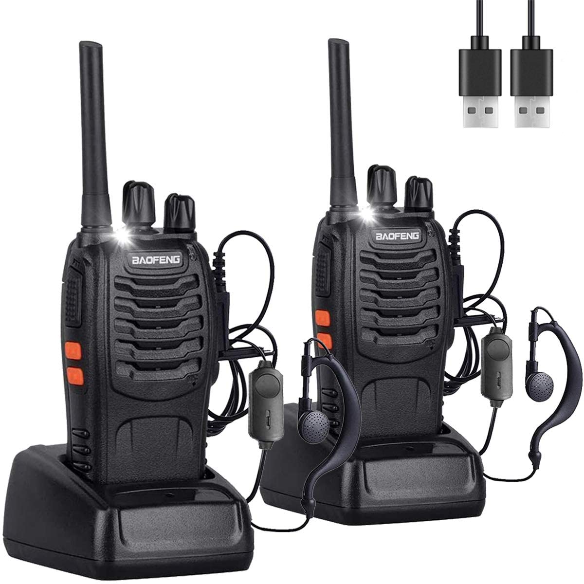 Nineaccy Walkie Talkies Rechargeable Walkie Talkie Long Range 2 way radio Set Walky Talky with Earpieces Handheld Transceiver with LED Light for Adults- (2 Pcs) - Velora Luxury Fashion