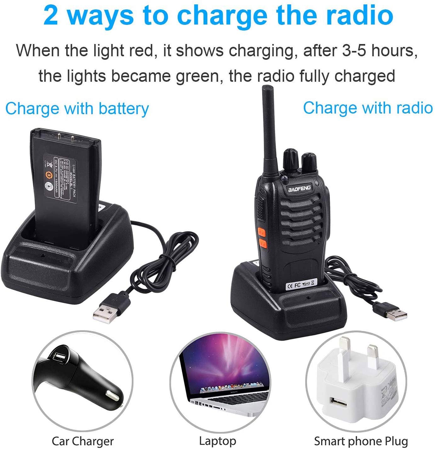 Nineaccy Walkie Talkies Rechargeable Walkie Talkie Long Range 2 way radio Set Walky Talky with Earpieces Handheld Transceiver with LED Light for Adults- (2 Pcs) - Velora Luxury Fashion