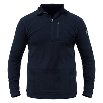NorthWool Men's Merino Wool 1/4 Zip Midlayer Hoodie with Pouch and Pocket 260 GSM - Velora Luxury Fashion