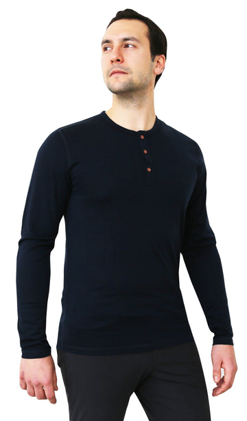 NorthWool Men's Merino Wool Long Sleeve Henley Base Layer Shirt 260 GSM - Velora Luxury Fashion