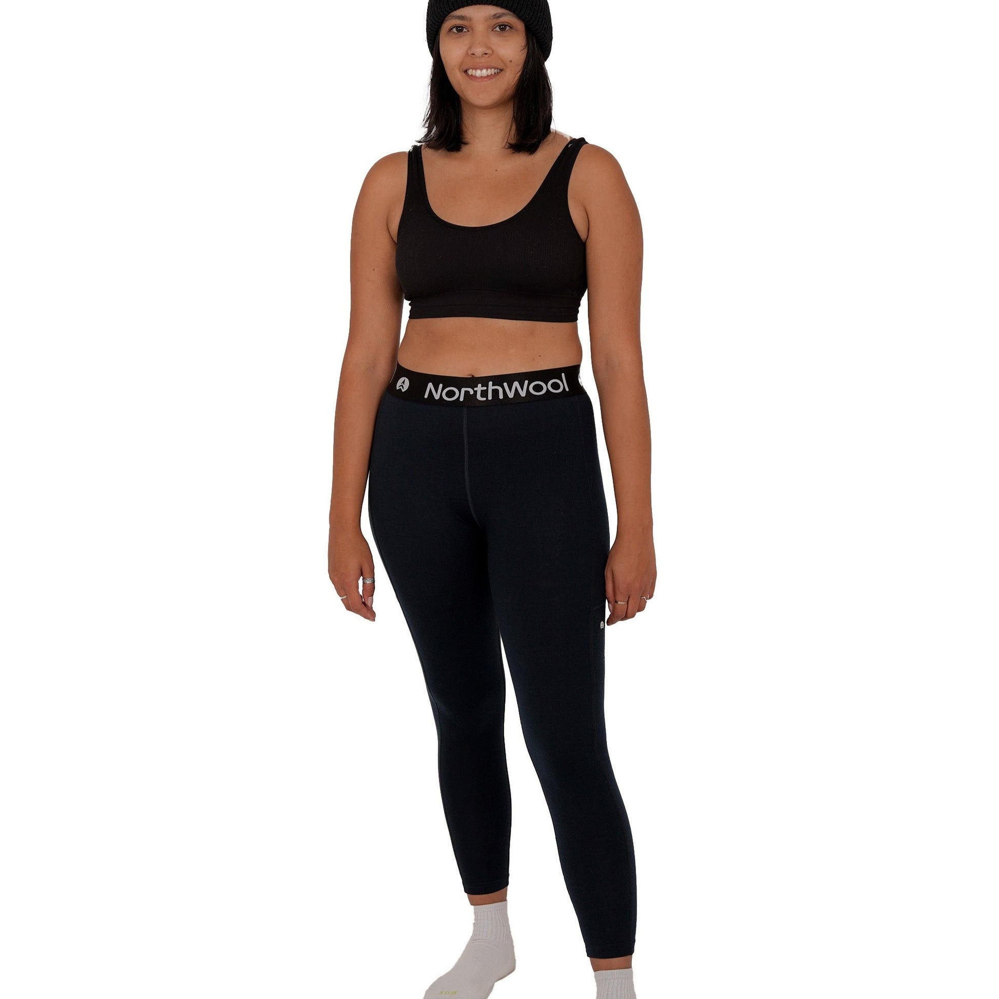 NorthWool Women's Merino Wool Thermal Leggings (Navy) - Velora Luxury Fashion