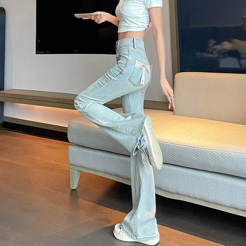 High Waist Light Blue Bootcut Jean pant women Flared Denim Pant - Velora