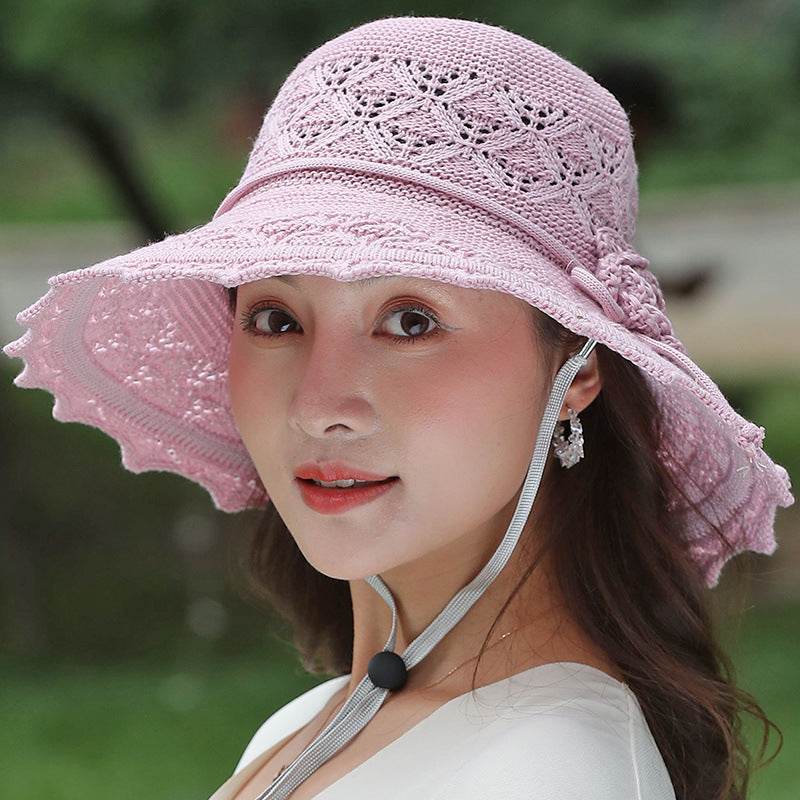 New Summer Outdoor Sunshade UV Protection Wide Brim Crotchet Sun Hat with neck flap for women - Velora