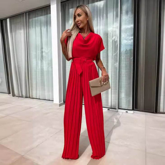 Fashion Jumpsuit Belt Solid Color Women's Clothing - Velora