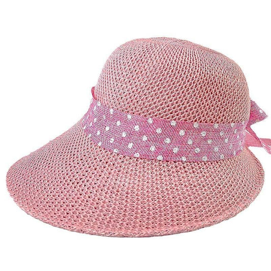 Summer Women's Wide Brim Bowknot All-Match woven Sun Hat - Velora