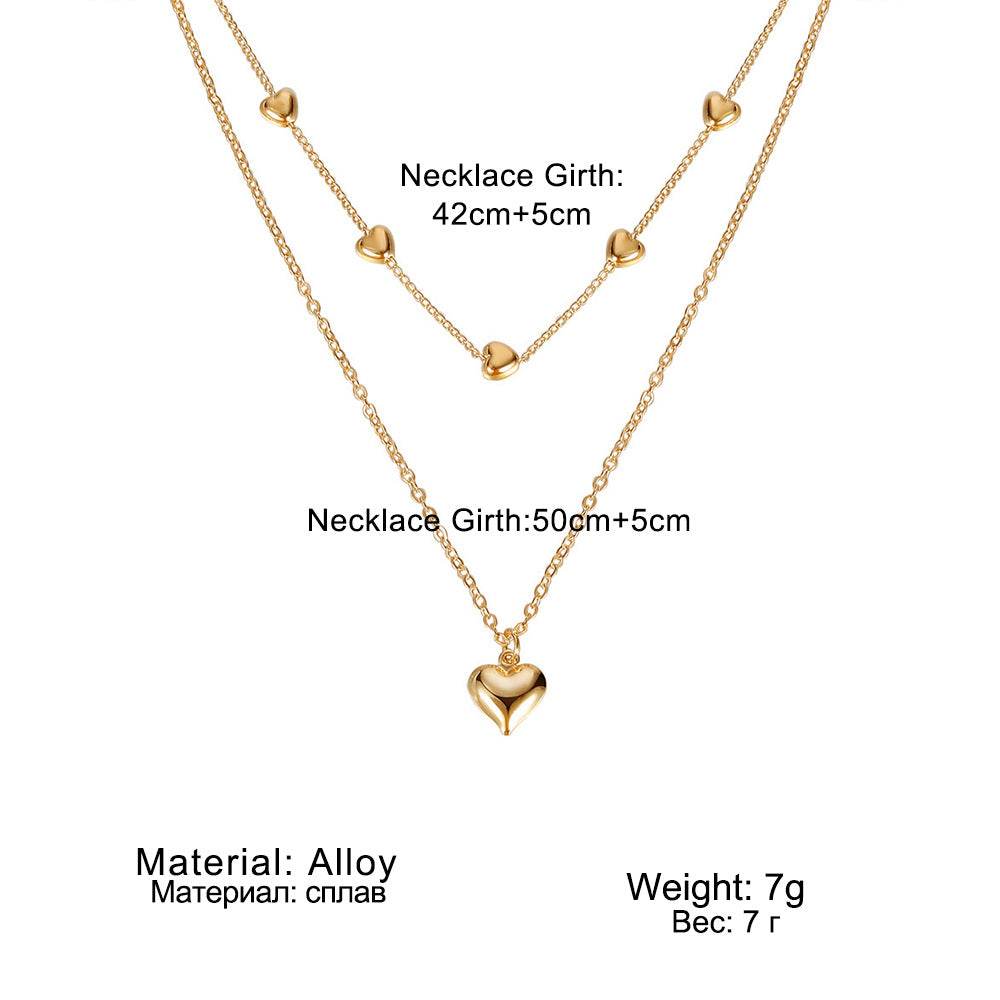 Double-layer Heart Pendant Fine Chain Necklace For Women Multilayer Gold Color Metal Necklaces Fashion Jewelry Accessories - Velora
