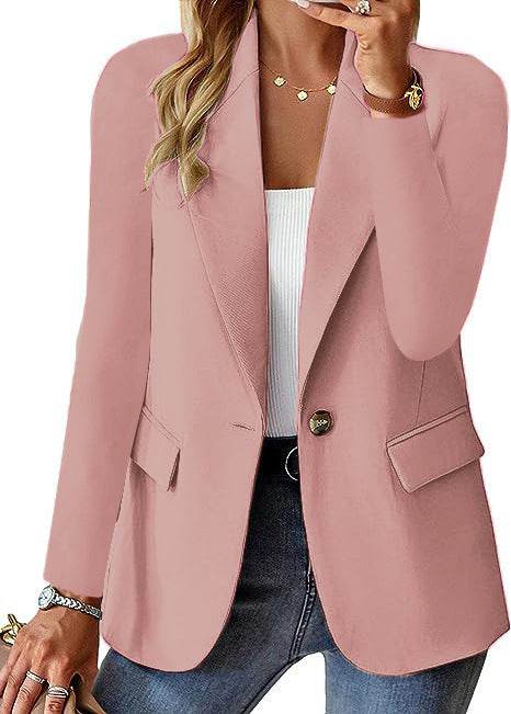 Fashion Casual Women Blazer Long-sleeved Solid Color Casual Cardigan Small Suit Jacket For Women Elegant Office Lady Outerwear - Velora