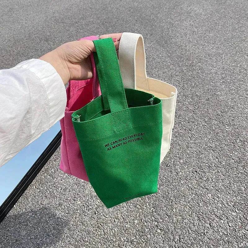 Canvas Lunch Solid Color Canvas Bag - Velora