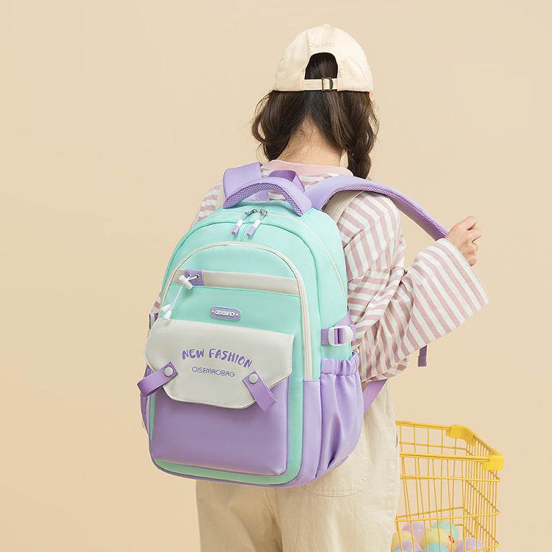 Colorful Contrast Schoolbag – Trendy Backpack for Students - Velora