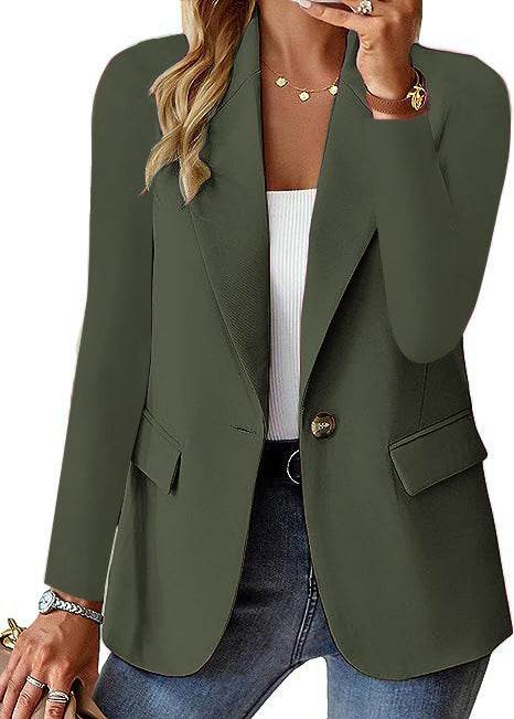 Fashion Casual Women Blazer Long-sleeved Solid Color Casual Cardigan Small Suit Jacket For Women Elegant Office Lady Outerwear - Velora