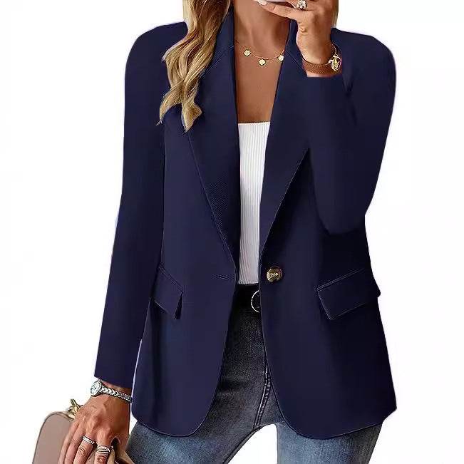 Fashion Casual Women Blazer Long-sleeved Solid Color Casual Cardigan Small Suit Jacket For Women Elegant Office Lady Outerwear - Velora