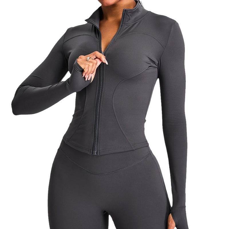 Autumn Winter Long Sleeve Zipper Slim fit Workout Top for women - Velora