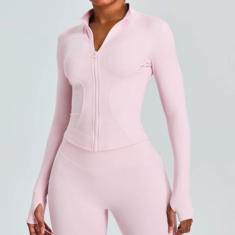 Autumn Winter Long Sleeve Zipper Slim fit Workout Top for women - Velora