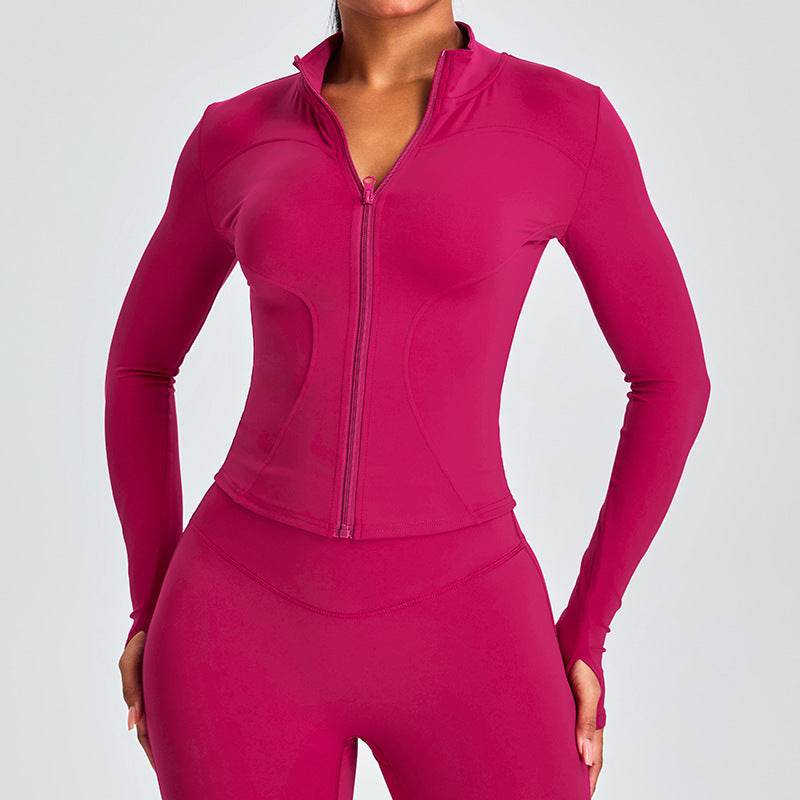 Autumn Winter Long Sleeve Zipper Slim fit Workout Top for women - Velora