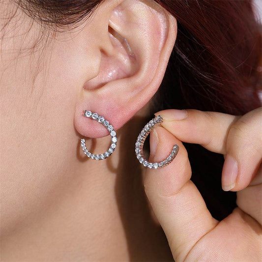 Women's C-shaped Stud Earrings With Rhinestones Fashion Zircon Simple Earrings - Velora