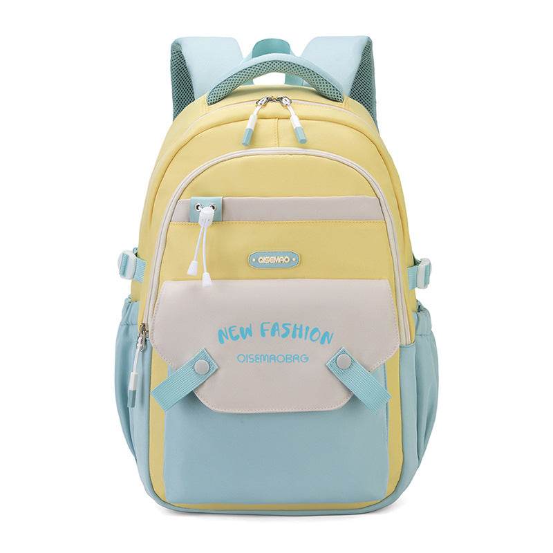 Colorful Contrast Schoolbag – Trendy Backpack for Students - Velora