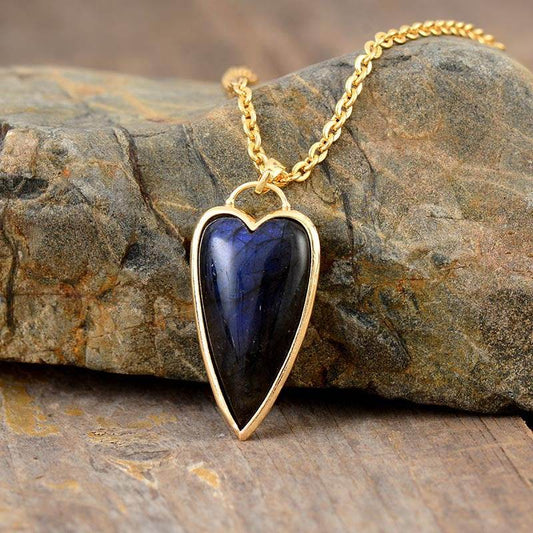 Affordable Luxury Fashion Simple Labradorite Heart Shape Pendant - Velora