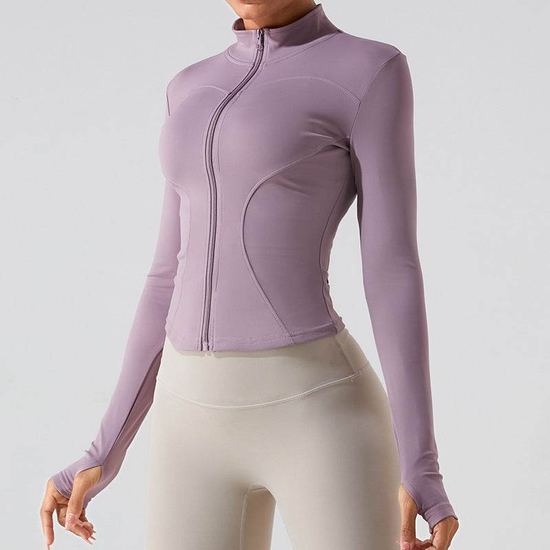 Autumn Winter Long Sleeve Zipper Slim fit Workout Top for women - Velora