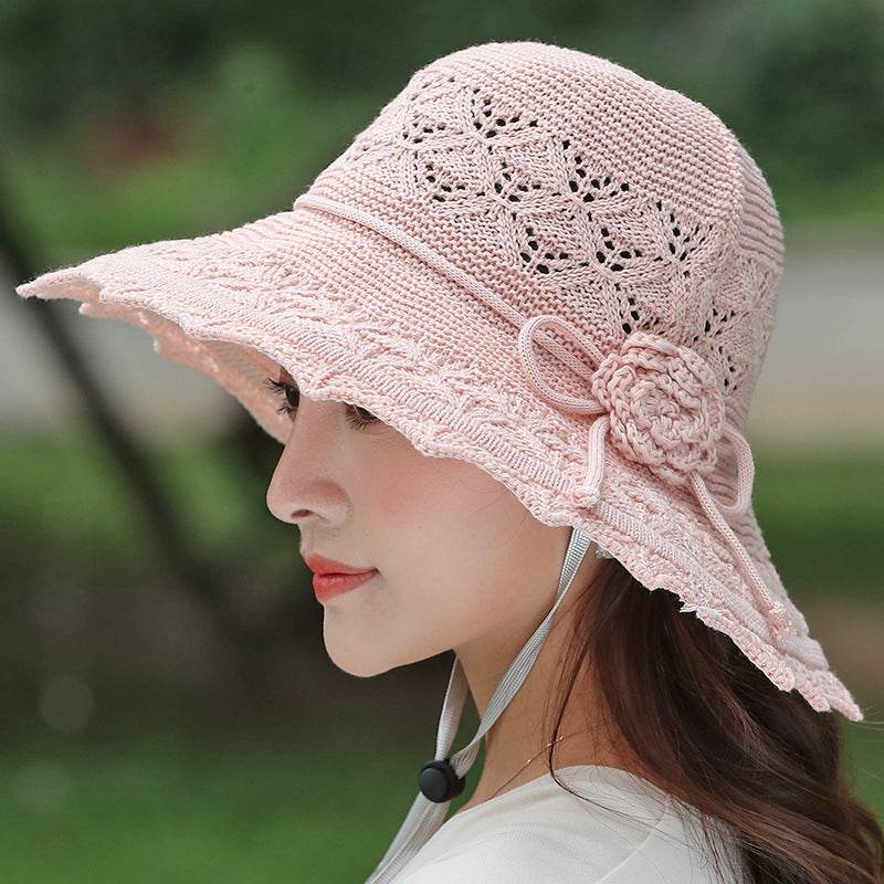 New Summer Outdoor Sunshade UV Protection Wide Brim Crotchet Sun Hat with neck flap for women - Velora
