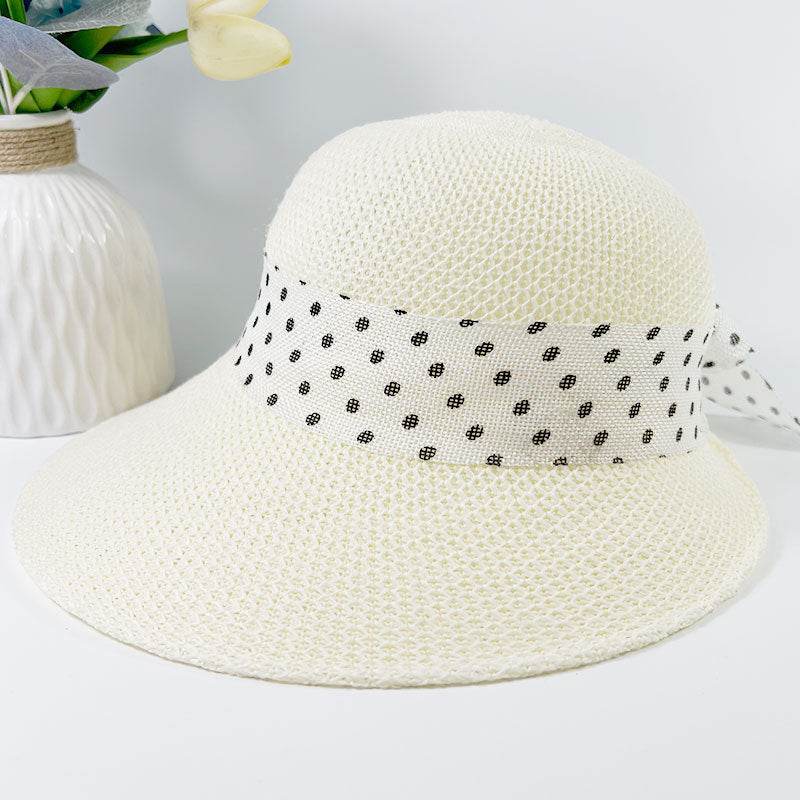 Summer Women's Wide Brim Bowknot All-Match woven Sun Hat - Velora