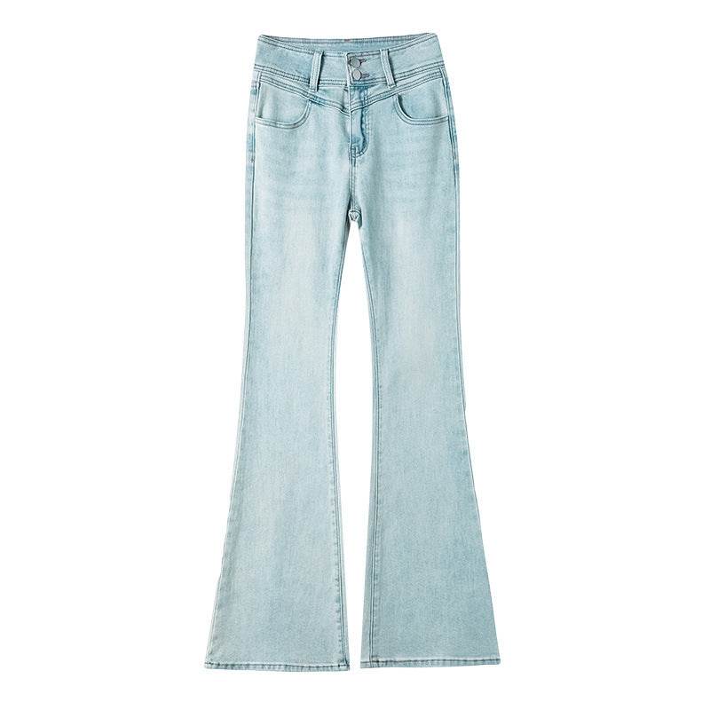 High Waist Light Blue Bootcut Jean pant women Flared Denim Pant - Velora