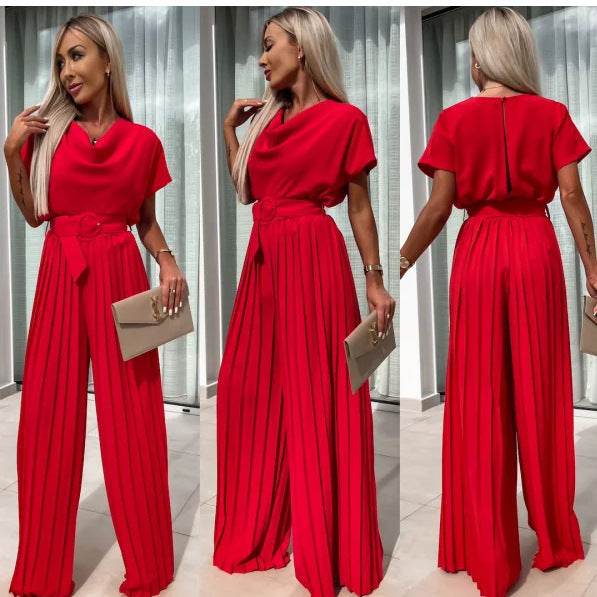 Fashion Jumpsuit Belt Solid Color Women's Clothing - Velora