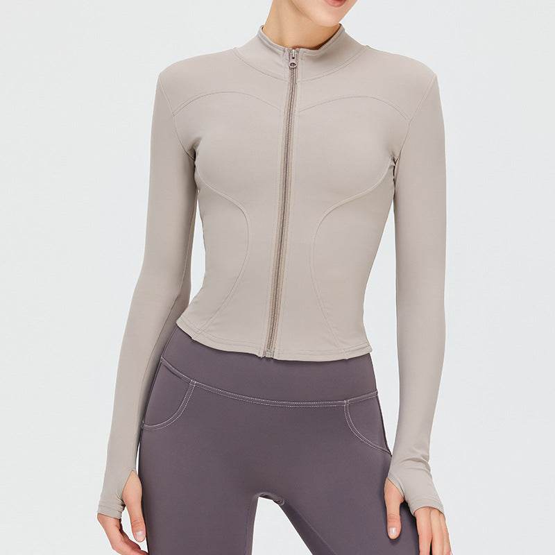 Autumn Winter Long Sleeve Zipper Slim fit Workout Top for women - Velora