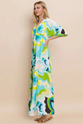 ODDI Floral Printed Slit Maxi Dress - Velora Luxury Fashion