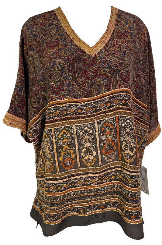 PRC6935 Avatar Pure Silk Long Tunic with Side Ties - Velora