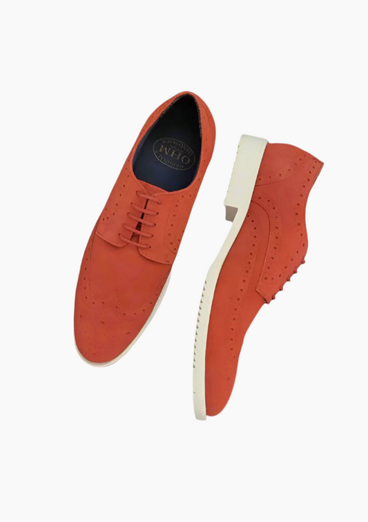 OHM Lifestyle Comfort Wingtip Perforated Leather Shoes - Velora