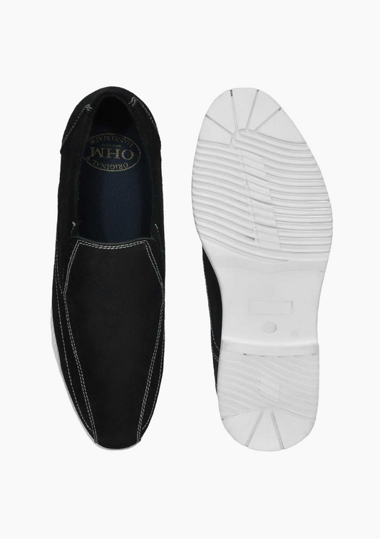 OHM Slip-On Italian Leather Shoes with Perimeter Stitching - Velora