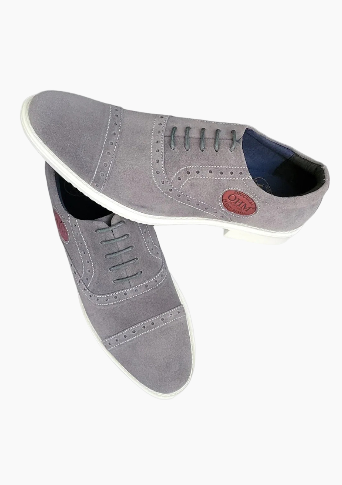 OHM Executive Comfort Oxford Leather Shoes with Embossed Logo - Velora