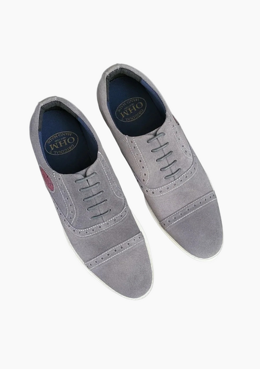 OHM Executive Comfort Oxford Leather Shoes with Embossed Logo - Velora