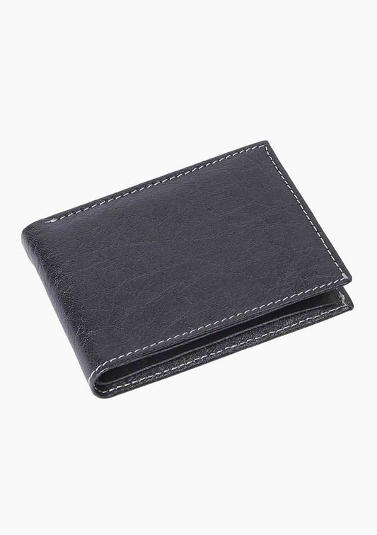 OHM Leather New York Wallet in Black/ Tan - Velora